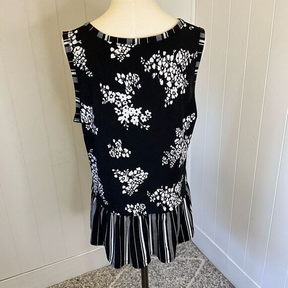 Vintage Lavish Women’s Large Mixed Print Black White Floral Blouse Top Shirt - Picture 6 of 13